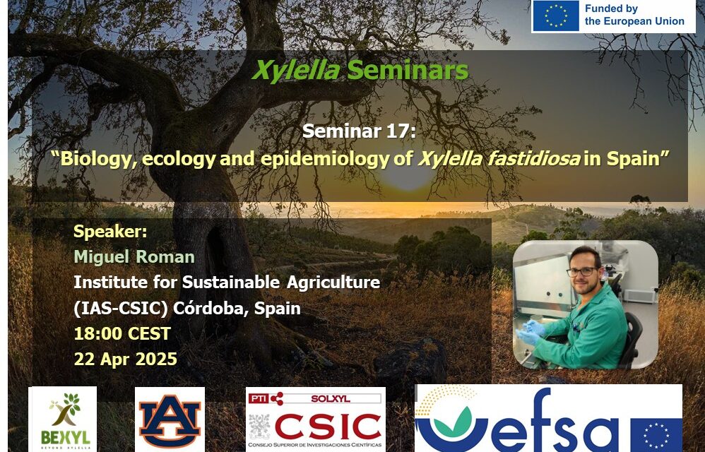 SEMINARIO Nº17, 22 abril 2025 DISPONIBLE EN EL CANAL YOUTUBE «SOLUCIONES A XYLELLA FASTIDIOSA»